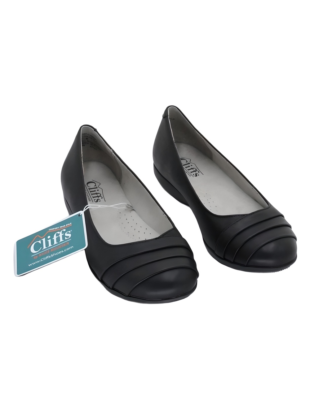 Cliffs by White Mountain Clara Black Burnished Smooth Flats Size 6.5M